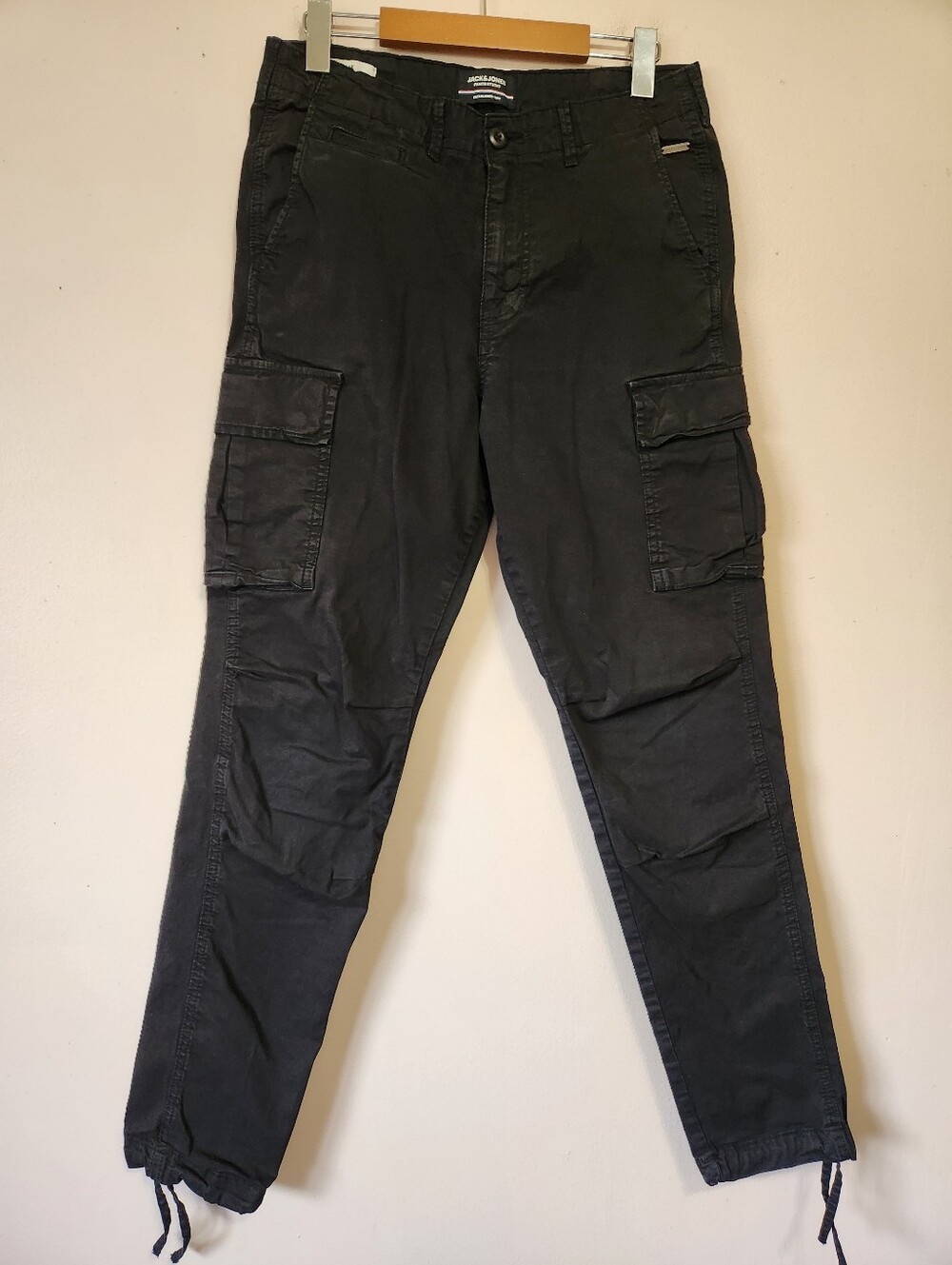 Jack & Jones Pants Studio Black Loose Fit Utility Cargo Jogger Pants Streetwear